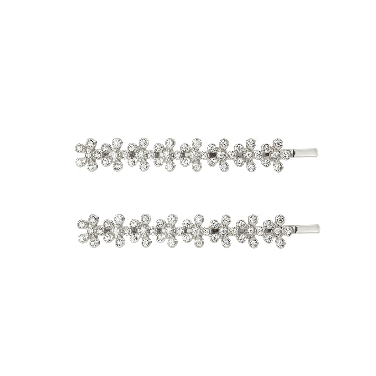 Roman Silver-Tone Crystal Hair Barrettes