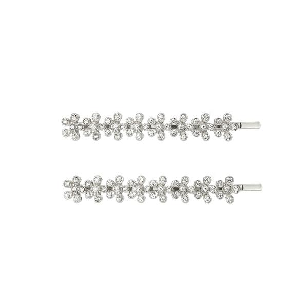 Roman Silver-Tone Crystal Hair Barrettes