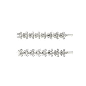 Roman Silver-Tone Crystal Hair Barrettes