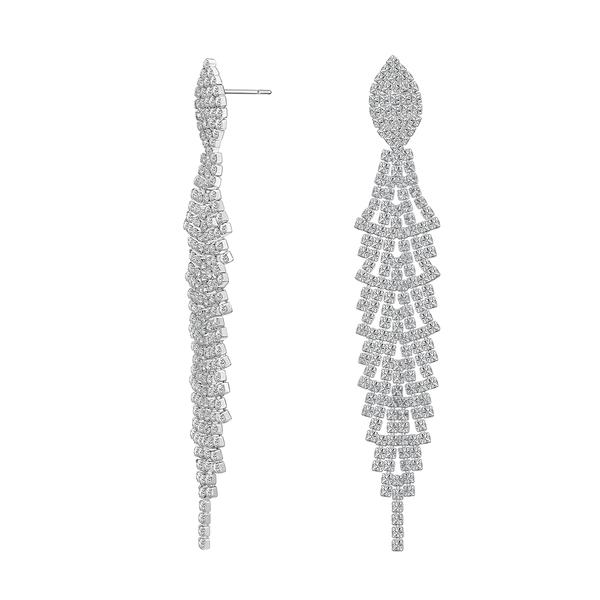 Roman Silver-Tone Crystal Cup Chain Dangle Earrings