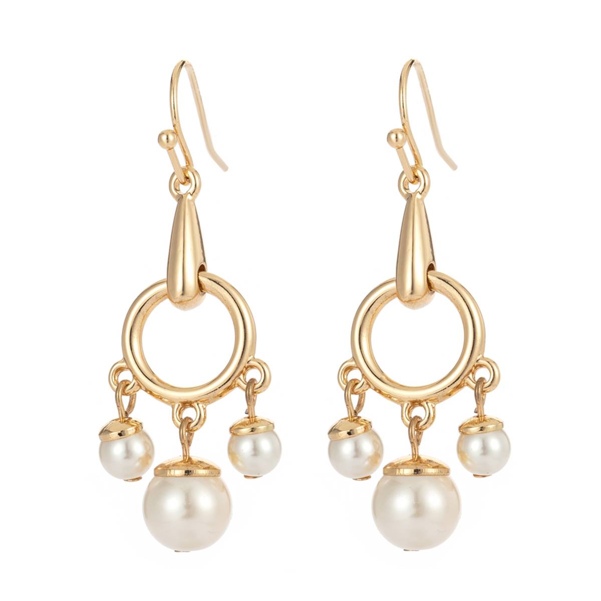 Roman Gold-Tone Pearl Charm Drop Earrings