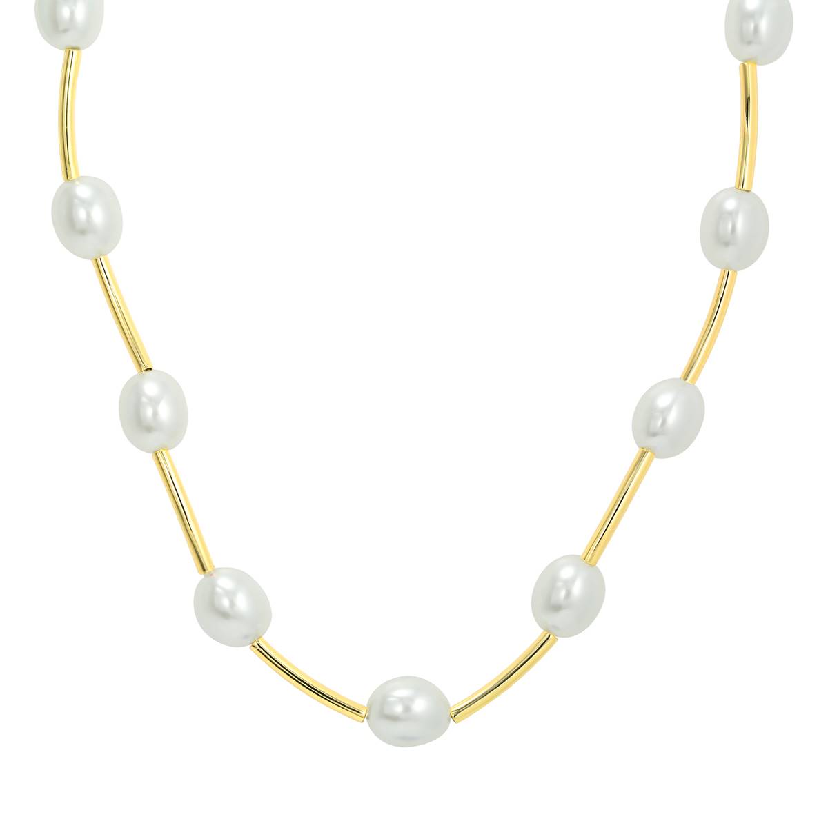 Roman Gold-Tone Pearl & Metal Strand Necklace