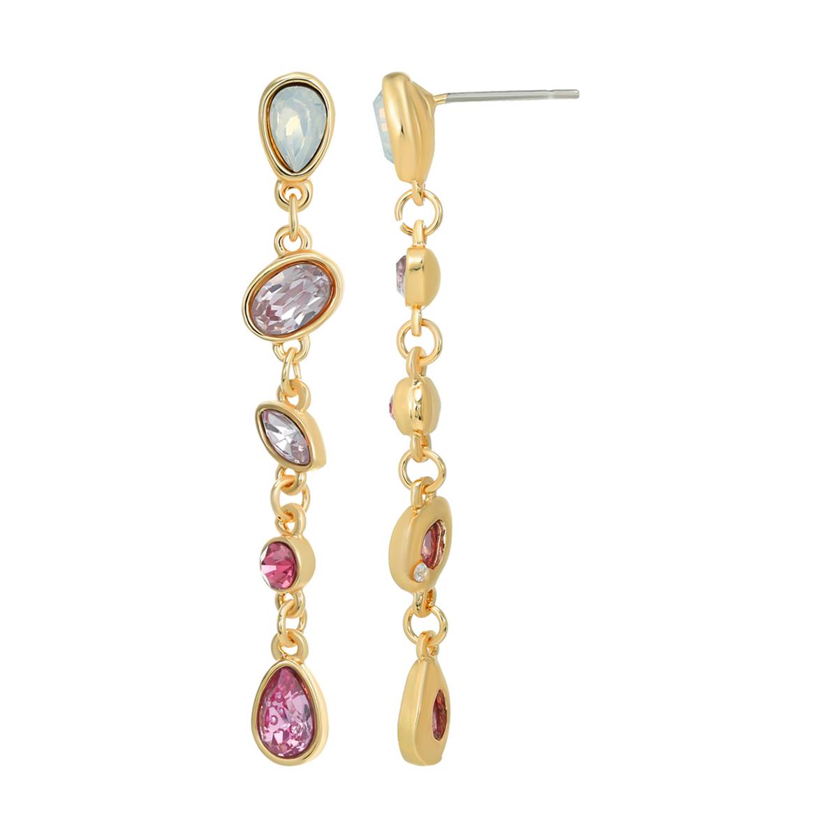 Roman Gold-Tone Marquee Oval Pear & Round Crystal Dangle Earrings