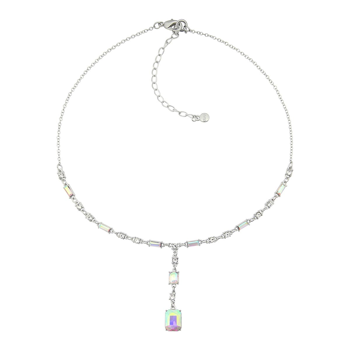 Roman Silver-Tone AB Glass Y-Necklace