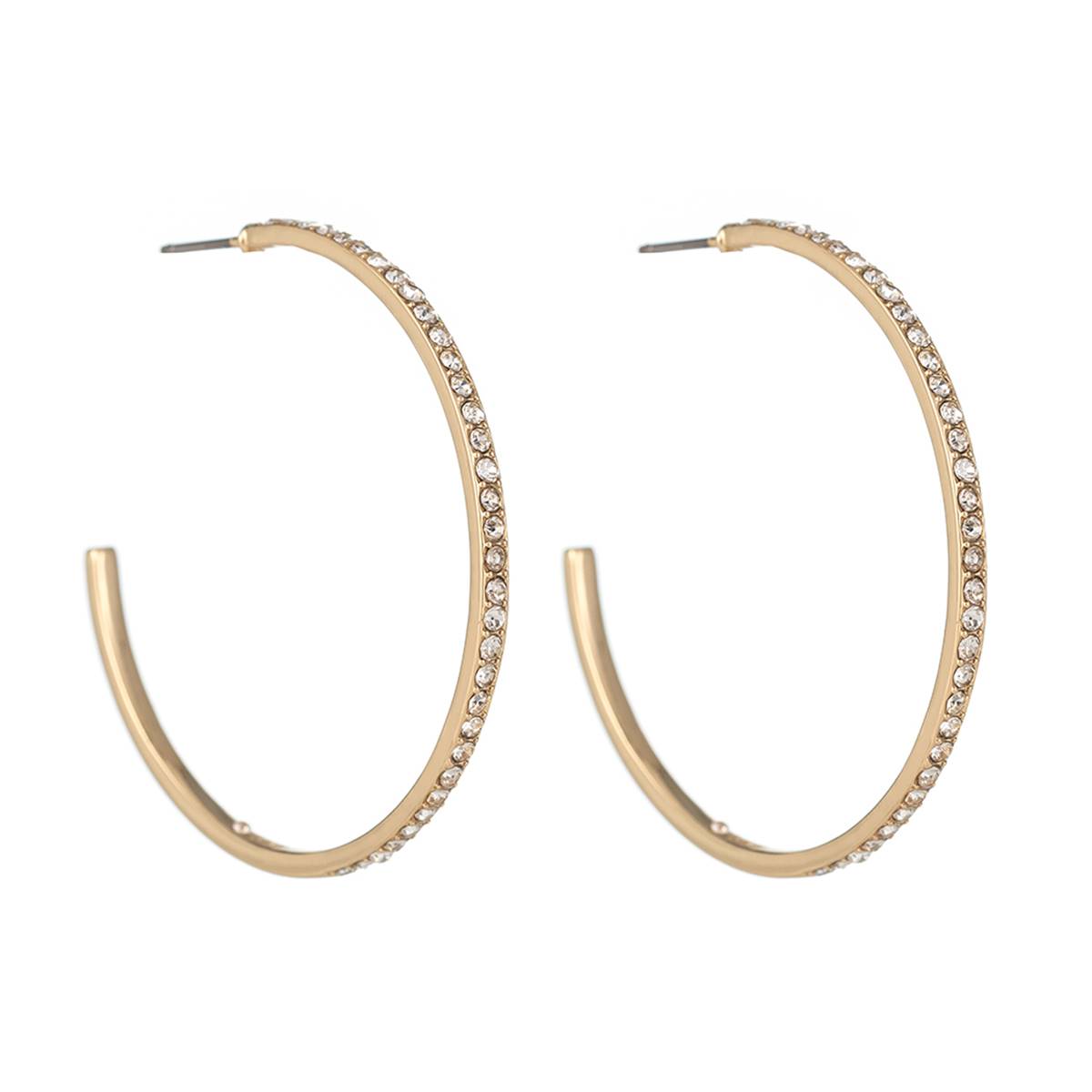 Roman Gold-Tone Crystal Post Hoop Earrings