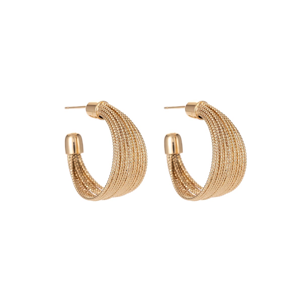 Roman Gold-Tone Textured Round Hoop Earrings