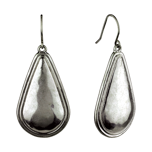 Bella Uno Silver-Tone Large Teardrop Earrings