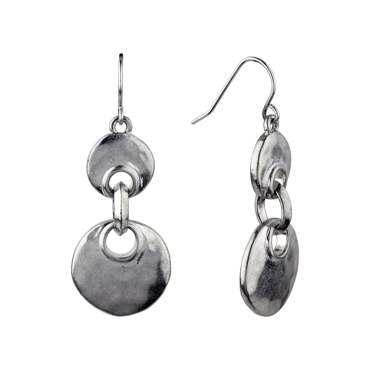 Roman Bella Uno Silver-Tone Double Drop Earrings