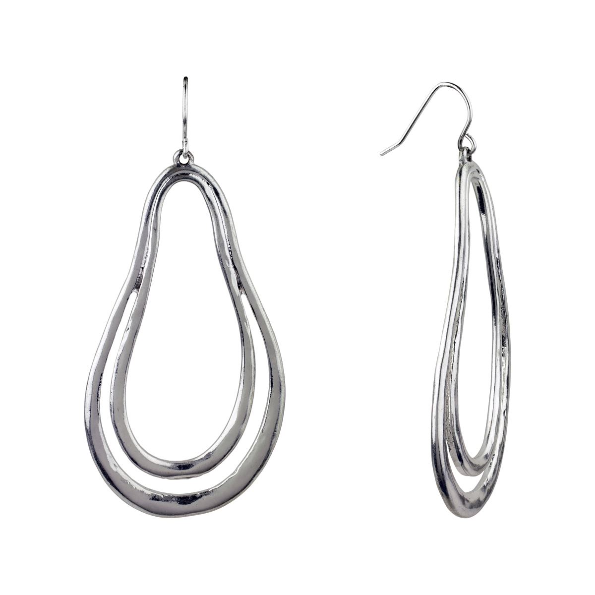 Roman Bella Uno Silver-Tone Organic Open Oval Earrings