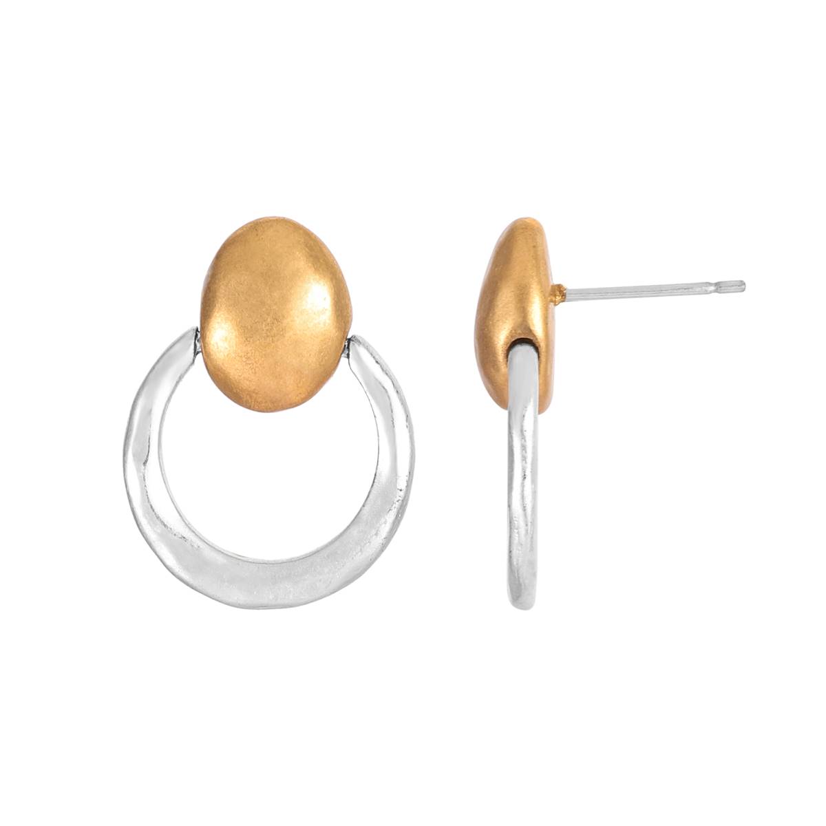 Bella Uno Two-Tone Door Knocker Drop Earrings