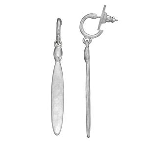 Roman Bella Uno Silver-Tone Long Oval Dangle Post Earrings