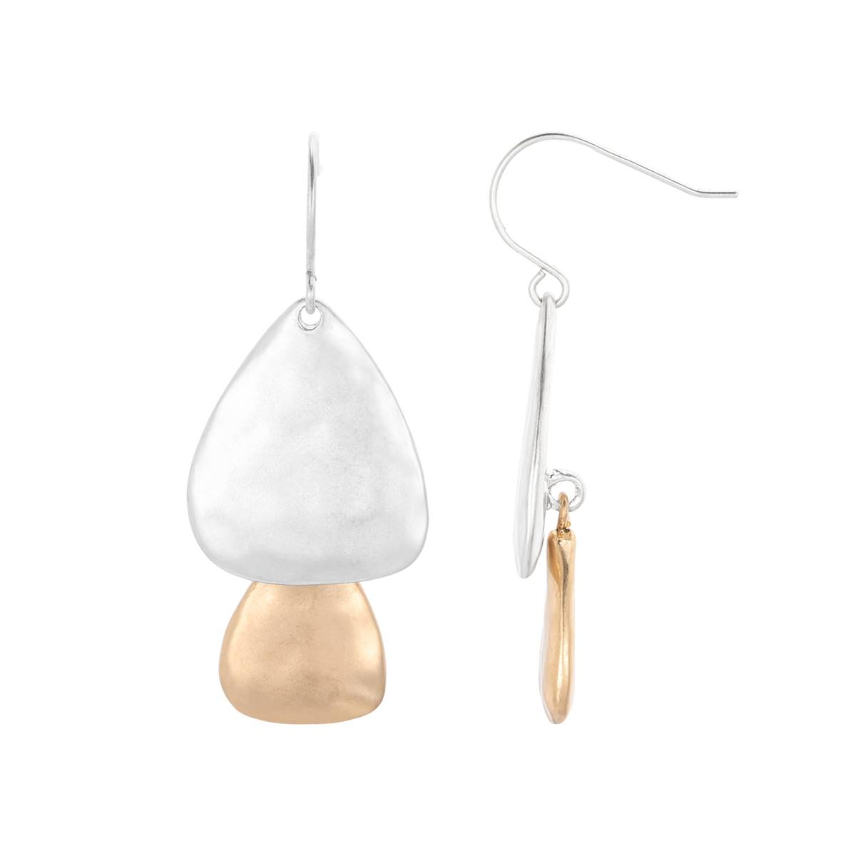 Bella Uno Two-Tone Triangular Drop Earrings