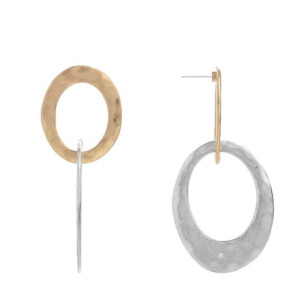 Bella Uno Two-Tone Multi Open Oval Drop Post Earrings