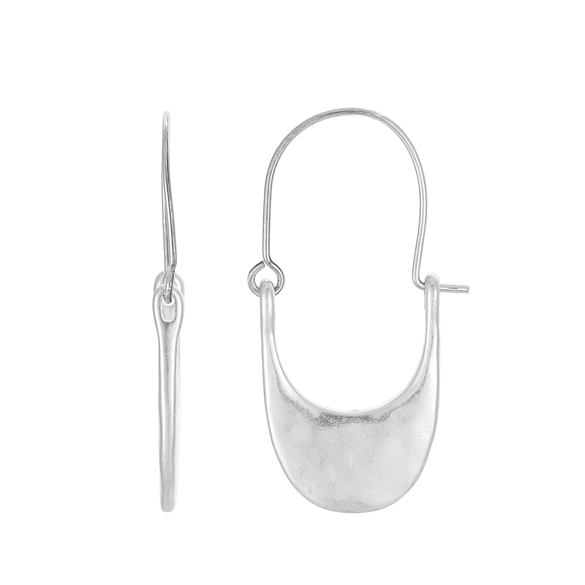 Bella Uno Silver-Tone Elongated Hoop Earrings