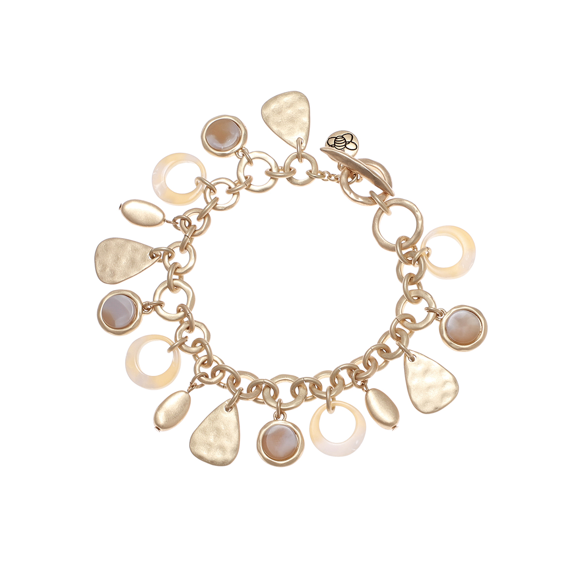Bella Uno Worn Gold-Tone Dangle Charm Bracelet