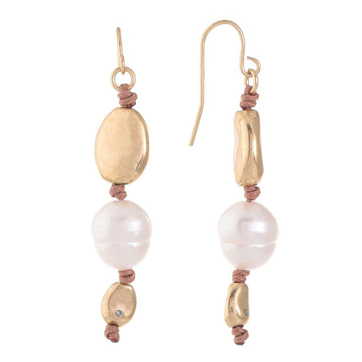 Bella Uno Bella Pearl Land Baroque Pearl & Metal Disc Earrings