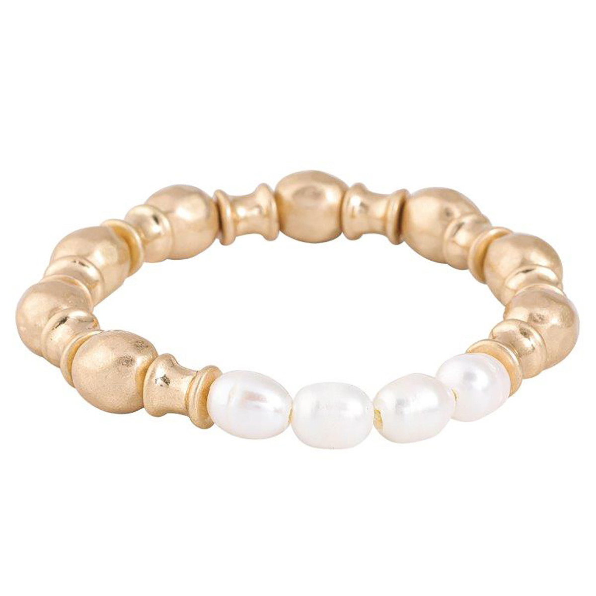 Bella Uno Bella Pearl Land Pearl & Metal Bead Stretch Bracelet