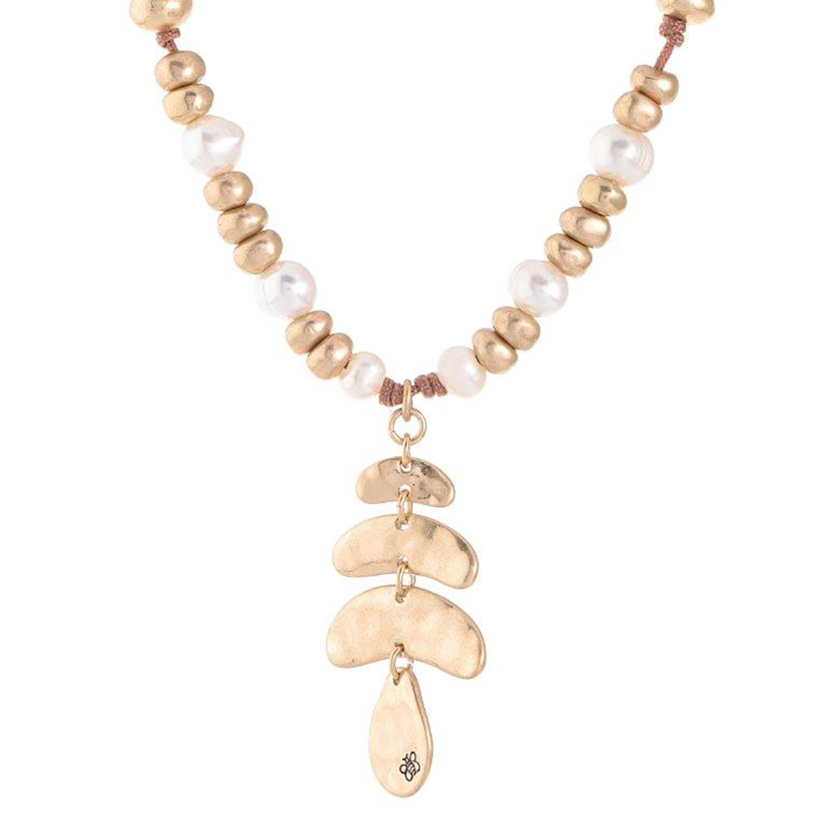 Bella Uno Bella Pearl Land Pearl & Metal Fan Pendant Necklace