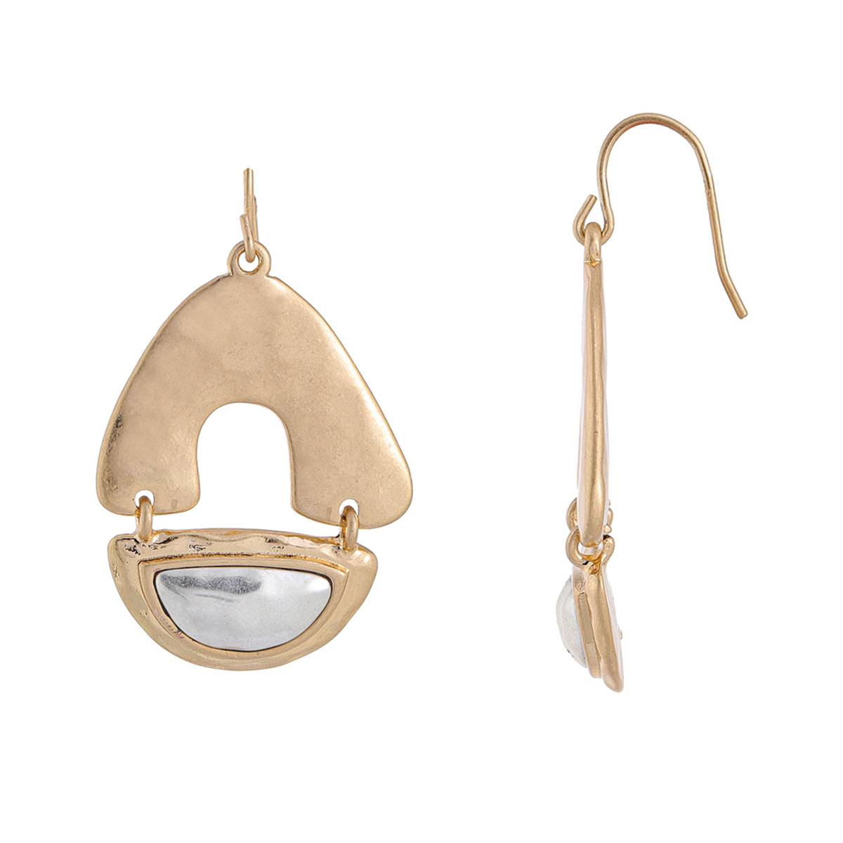 Bella Uno Worn Two-Tone Arc Drop Earrings