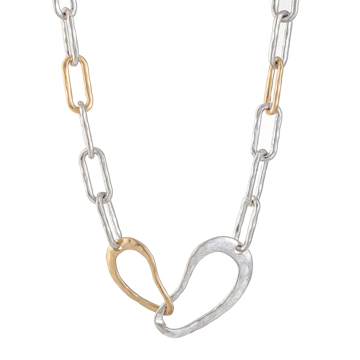 Bella Uno Two-Tone Organic Wide Link Chain Necklace