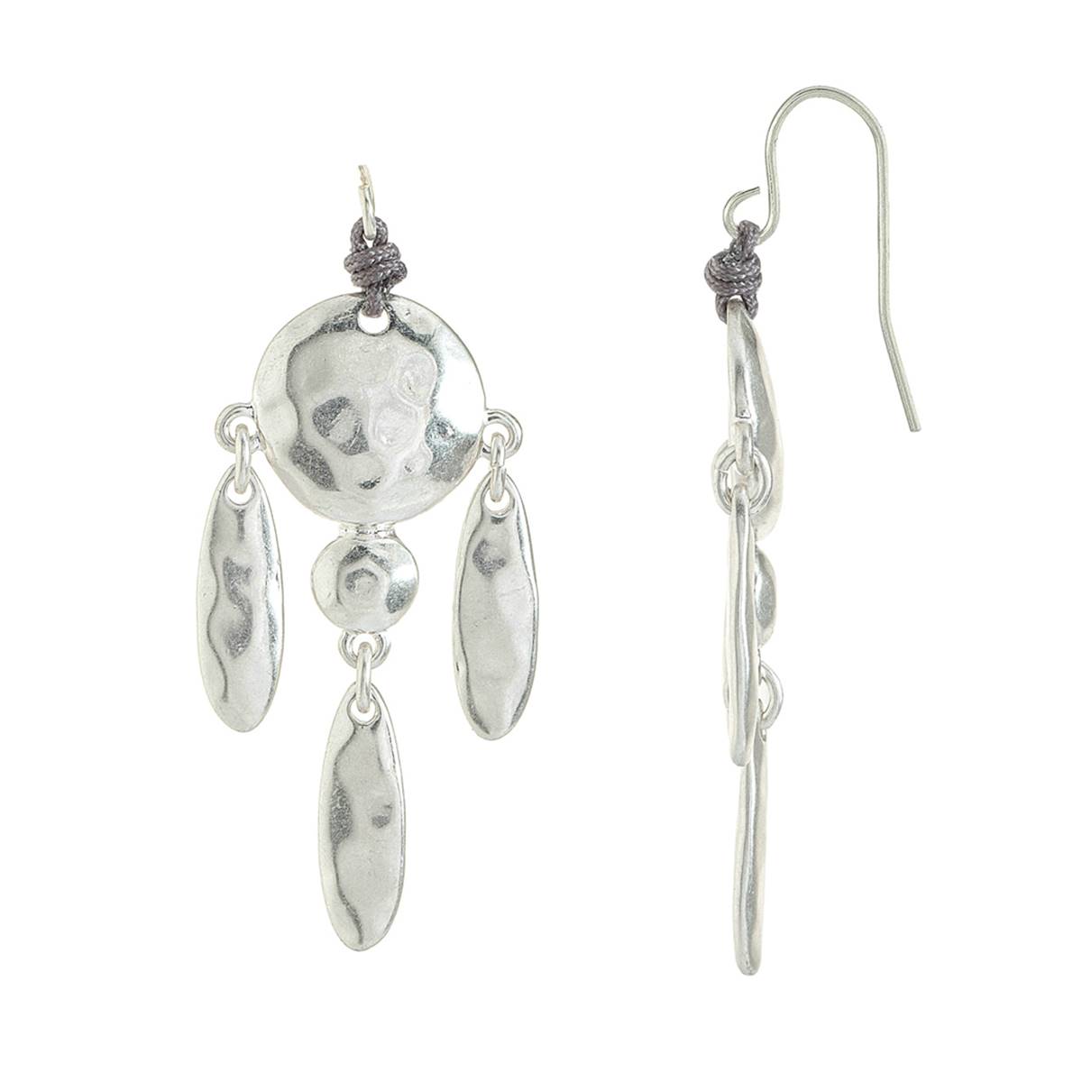 Bella Uno Worn Silver-Tone Organic Dream Catcher Dangle Earrings