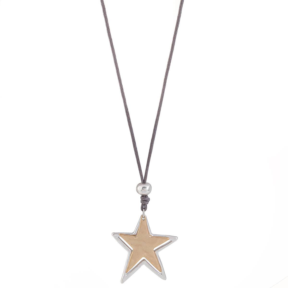 Bella Uno Two-Tone Star Cord Pendant Necklace