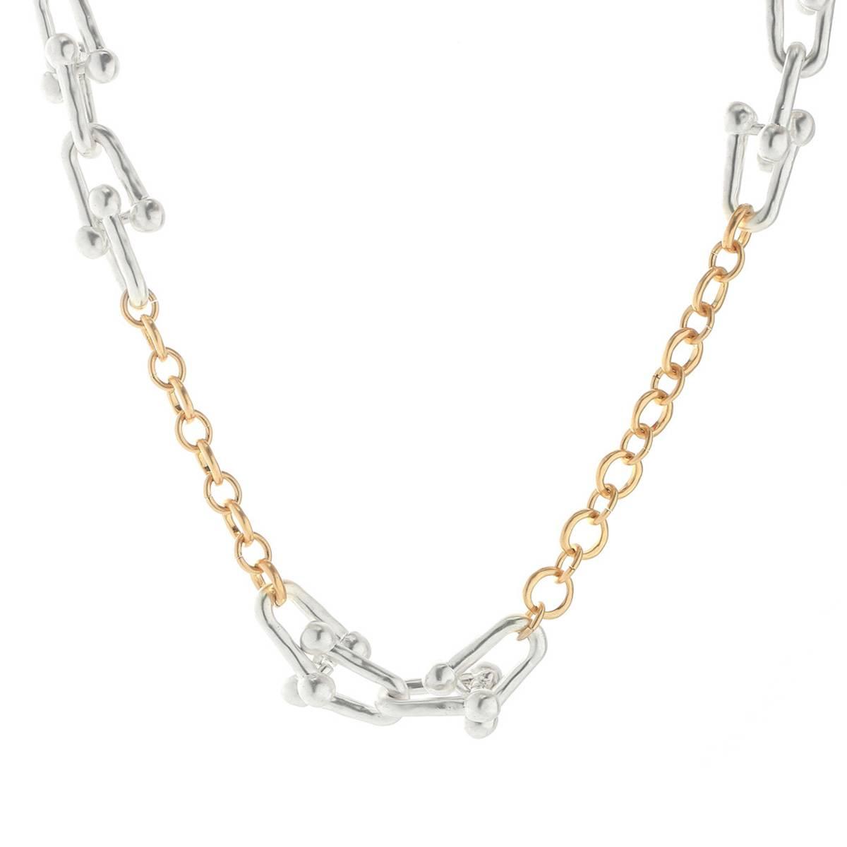 Bella Uno Worn Two-Tone Cable Tiffany Link Chain Necklace 30$