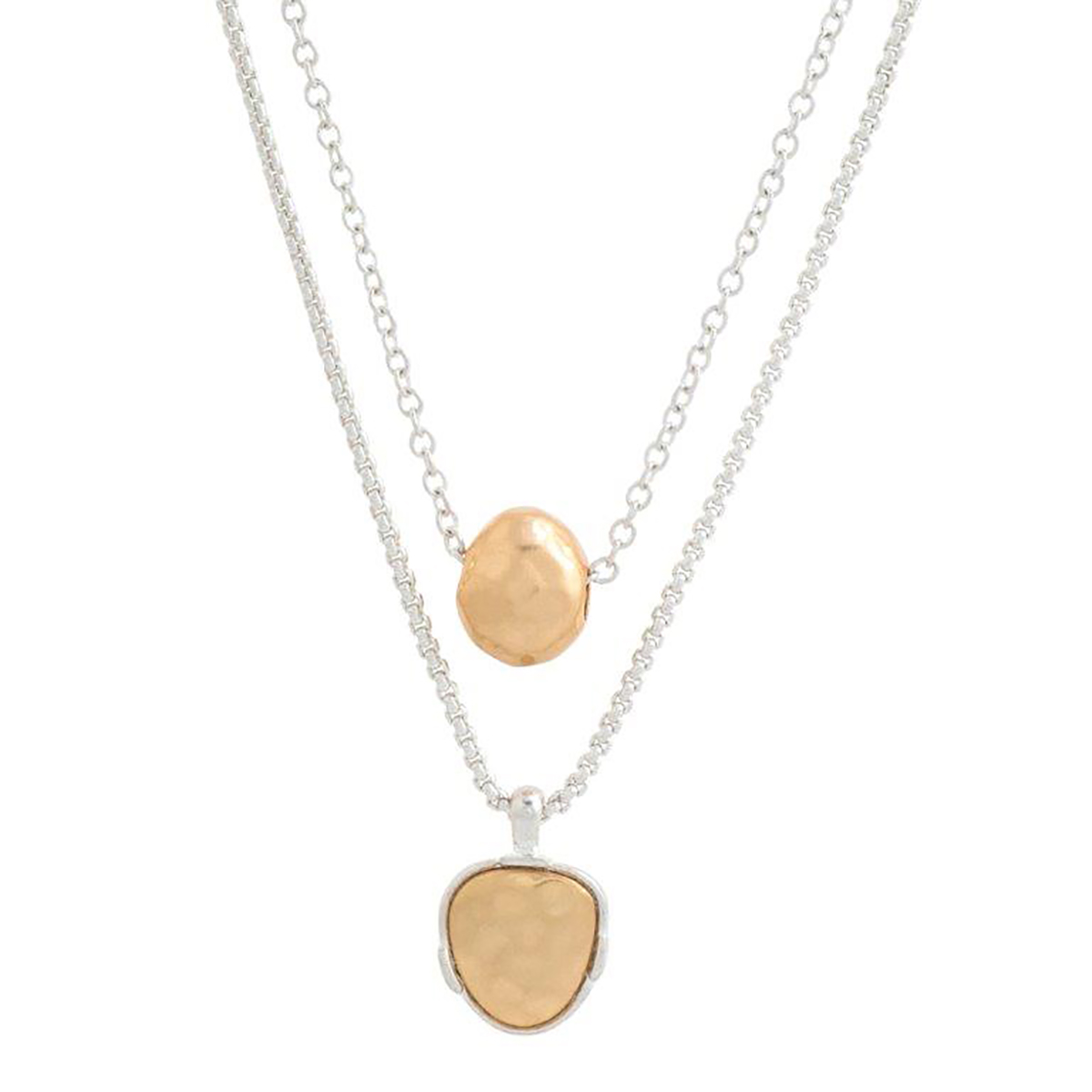 Bella Uno Two-Tone 2-Layer Ball & Disc Necklace