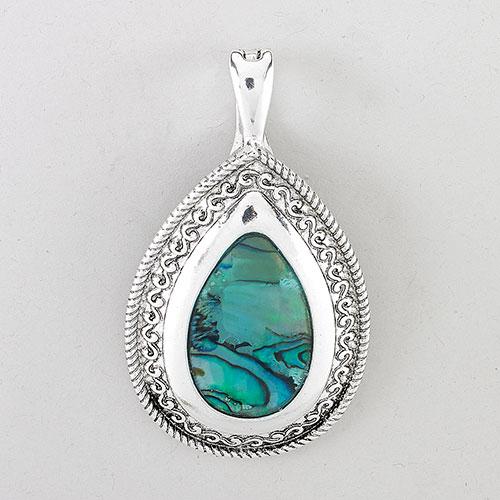Wearable Art Silver-Tone Green Abalone Pear Shape Enhancer