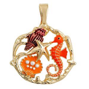 Wearable Art Sea Life with Seahorse & Shells Enhancer Pendant
