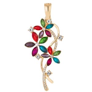 Wearable Art Gold-Tone Multi-Color Crystal Flower Enhancer