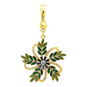 Wearable Art Gold-Tone Green Crystal Fern Enhancer