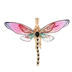 Wearable Art Pink & Green Ombre Dragonfly Enhancer Pendant