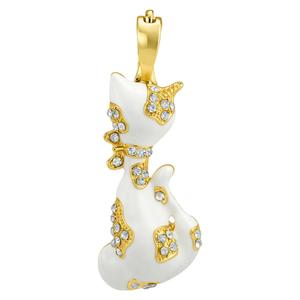 Wearable Art White & Gold-Tone Cat Enhancer