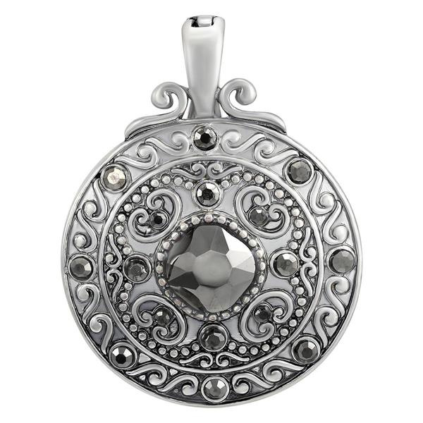 Wearable Art Silver-Tone Artisan Disc Crystal Stone Enhancer