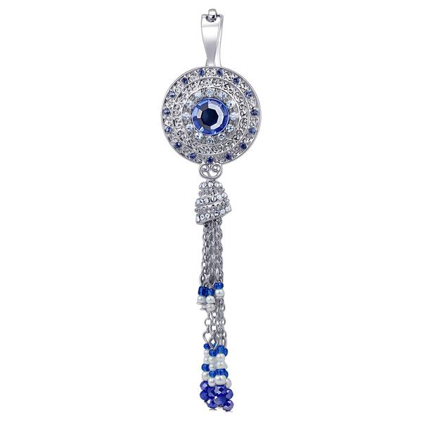 Wearable Art Artisan Round Blue Disc Stone & Beaded Enhancer