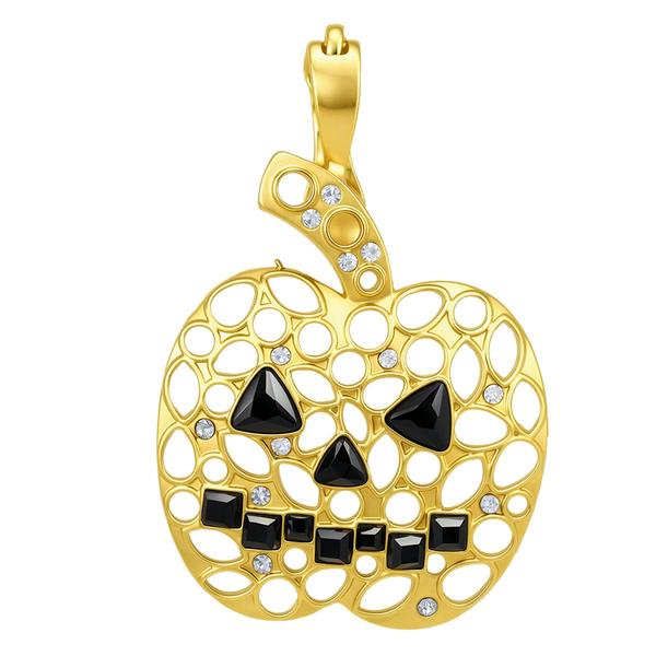 Wearable Art Gold-Tone Filigree Pumpkin Enhancer Pendant