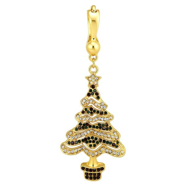 Wearable Art Gold-Tone Pave Christmas Tree Enhancer Pendant