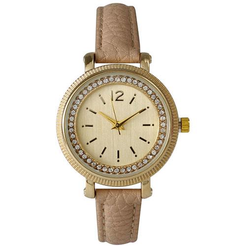 Womens Olivia Pratt(tm) Rhinestone Watch -14293BEIGE