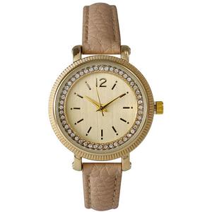 Womens Olivia Pratt(tm) Rhinestone Watch -14293BEIGE
