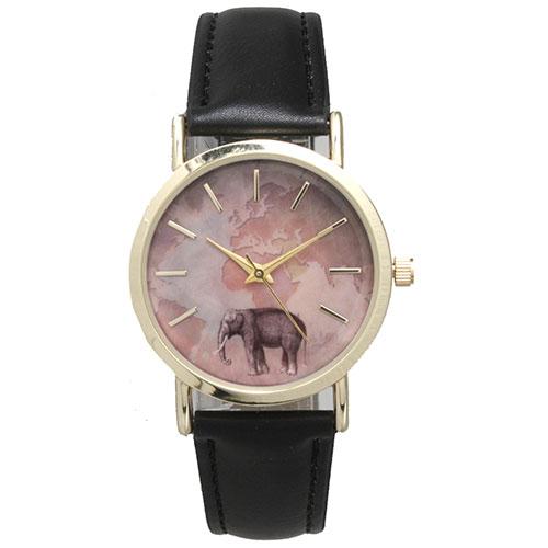 Womens Olivia Pratt(tm) Elephant Leather Watch - 16249BLACK