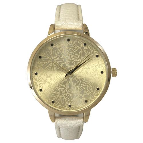 Womens Olivia Pratt(tm) Skinny Leather Strap Watch - 16575WHITE