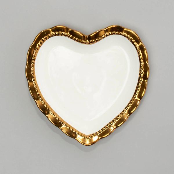 Famous Brand 8in. Gold Edge Heart Shape Salad Plate