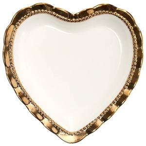 Famous Brand 10 In Gold Edge Heart Shape Dinner Plate