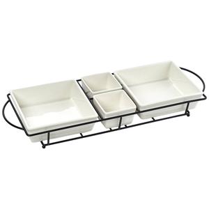 Famous Brand 5pc. Ceramic Serving Set with Wire Rack