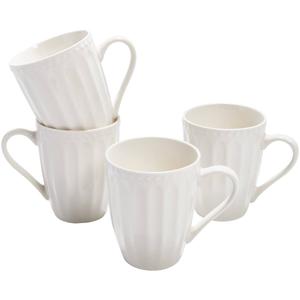 Famous Brand Set of 4 12oz. Ceramic Mugs with Fluted Design