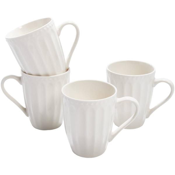 Famous Brand Set of 4 12oz. Ceramic Mugs with Fluted Design