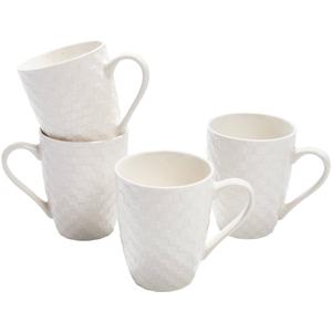 Famous Brand Set of 4 12oz. Ceramic Mugs with Checkered Design