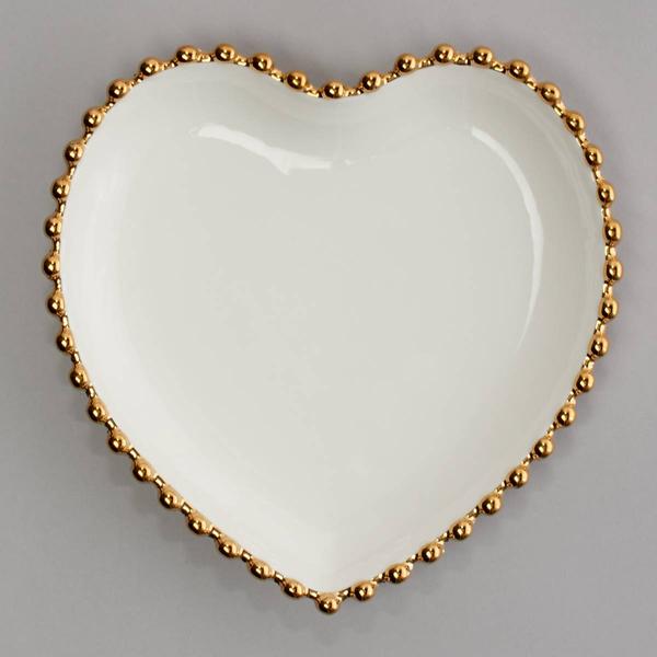 Famous Brand Beaded Gold Heart Dinner Plate