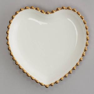 Famous Brand Beaded Gold Heart Dinner Plate
